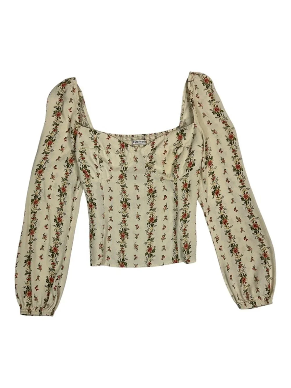 Reformation Floral Reign Top Blouse 6 Cream Romantic DEFECT